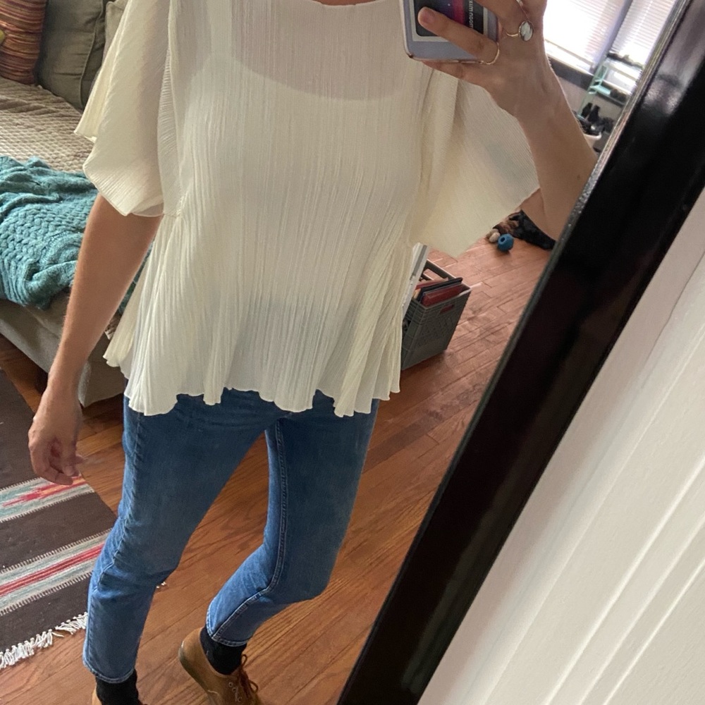 Texture & Thread Micropleat Flutter Sleeve Top - image 5